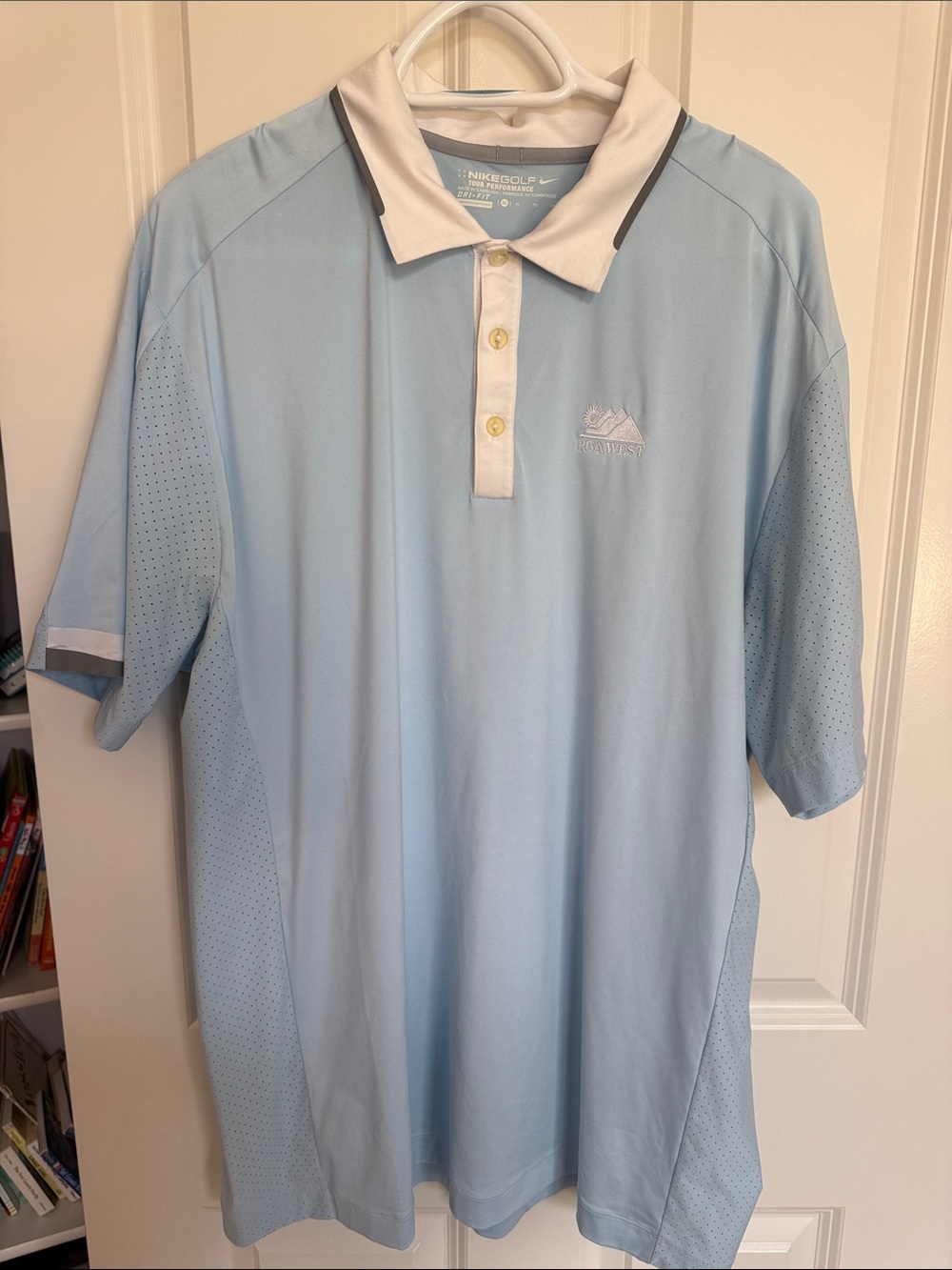 Nike Light Blue and White Golf Polo